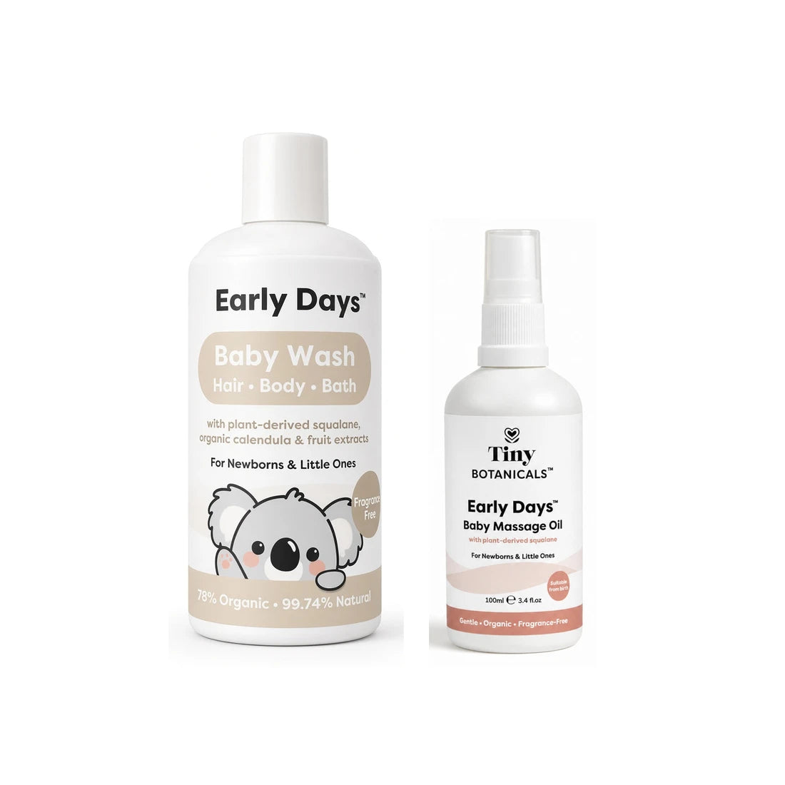 Early Days Bath & Massage Set: 250ml Baby Wash and 100ml Baby Massage Oil
