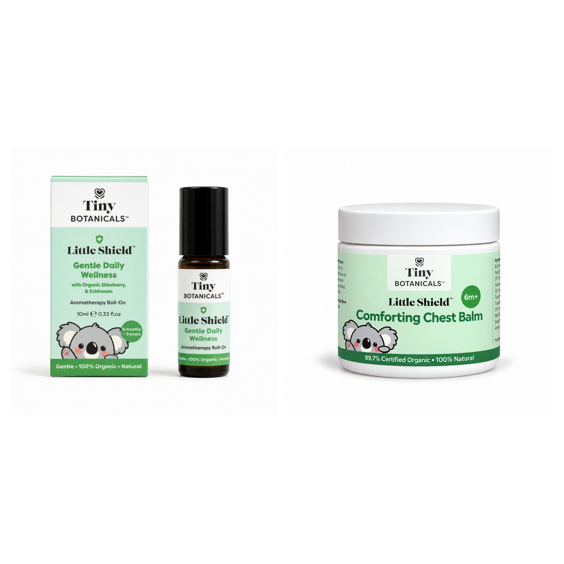 Little Shield Protect & Comfort Set: 10ml Daily Wellness Roll-On and 40ml Comforting Chest Balm