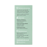 Tiny Botanicals Little Shield wellness roll-on packaging back label with ingredient and usage information